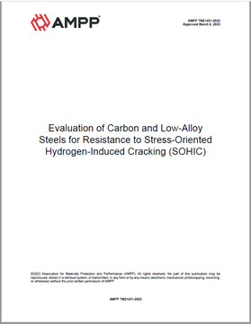 	Picture for AMPP TM21451-2023, Evaluation of Carbon and Low-Alloy Steels for Resistance to Stress-Oriented Hydrogen-Induced Cracking (SOHIC)